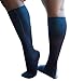 Xpandasox Women's Brocade Texture/Solid Knee High Socks 10-12 Navy