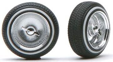 Deep Dish Chrome Spoke Rims w/Knock Offs & Dunlop Rubber Tires (4) 1/24-1/25 Pegasus