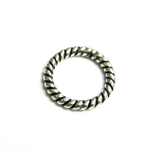 20 pcs Bali .925 Sterling Silver 7mm Round Closed / Soldered Twist Jump Ring / 18 Gauge / 1mm Wire / Connector / Findings / Antique Silver