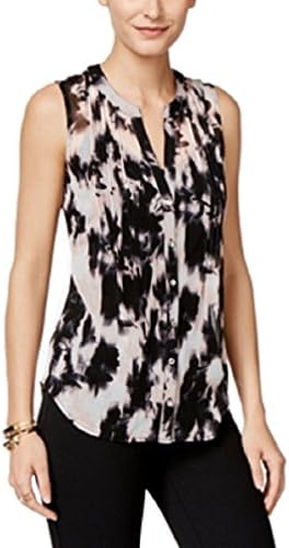INC International Concepts Petite Printed Pintucked Shirt Ghost Bouquet PXS
