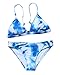 LEESMILE Women Padded Printing Sexy Triangle Bikini Set 2 Pieces Swimsuit Bathing Suit (M, Blue)