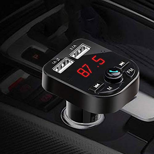 Wireless Bluetooth FM Transmitter for Car,Huifen Car Kit Audio Adapter & Receiver with Mic Handsfree Call MP3 Player Voice Navigation Fast Charger with 2 USB Ports,TF Card Port & AUX Output (Black) - Thumbnail 6