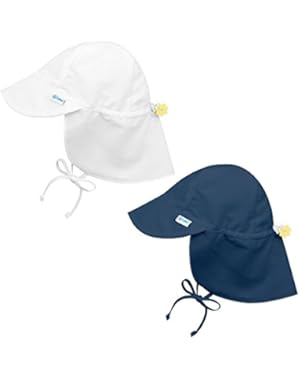 i play 2 Pack UPF 50+ Sun Protection Flap Sun Hats / Beach Hats Solid White