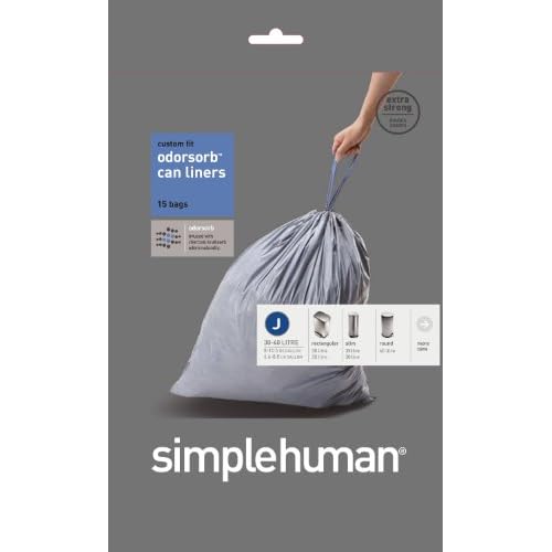 simplehuman BULK VALUE PACK custom fit ODORSORB can liners - code J (150 pack) image
