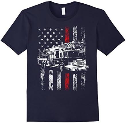 Mens Fireman American Flag Shirt Thin Red Line Firefighter Shirt XL Navy