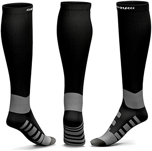 Compression Socks Women &amp; Men Knee High Graduated Gradient Recovery Performance for Athletic, Nurses, Running, Flight Travel, Edema, Diabetic, Varicose Veins by KKUP2U, Gray L