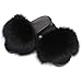 Jancoco Max Real Fox Fur Slides for Women - Fluffy Fur Slippers Open Toe Flat Sandals Outdoor (US 11, Black)