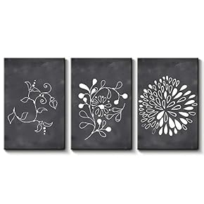 Blackboard Theme Painting Artwork for Home Framed x 3 Panels