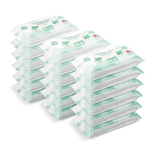 Toallitas refrescantes para bebé, 1008 toallitas, sin perfume, 18 paquetes de 56