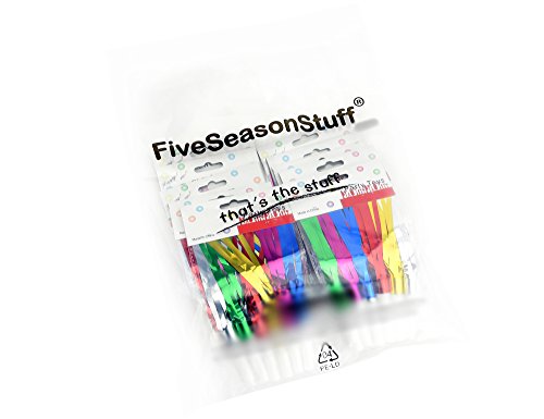 FiveSeasonStuff 60 Count Metallic Fringed Blowouts| Party Blowers| Noisemakers| Whistles for New Year Party, Birthday, Assorted Colors