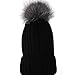 Mfurs Womens Winter Fur hats Real Large Removable Fox Fur Pom Pom Beanie Hat (Silver)