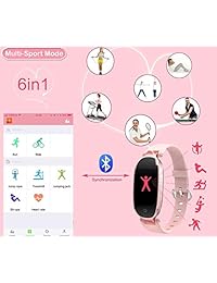 Pulsera inteligente de fitness para mujer, monitor de ritmo cardíaco, pulsera inteligente IP67 resistente al agua, pulsera inteligente con seguimiento de actividad de sueño saludable, podómetro para smartphone.
