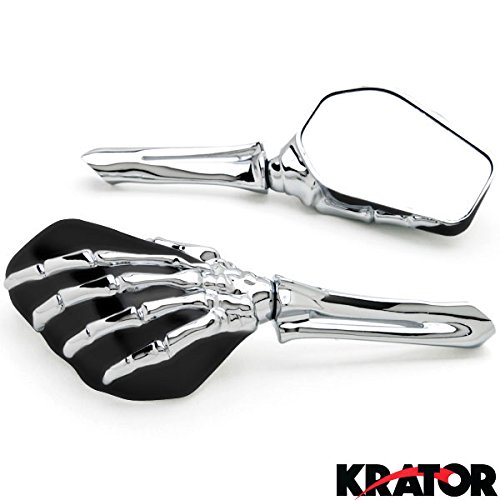 Krator® chrome and black skeleton hand mirrors univers…