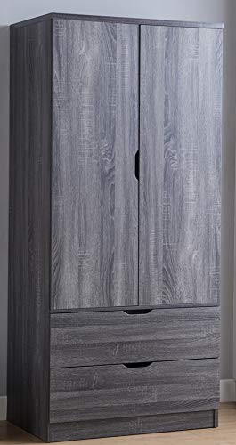 Smarthome Imogene Modern Bedroom Furniture Armoire Wardrobe Closet with Drawers (Distressed Grey Color) - Thumbnail 4