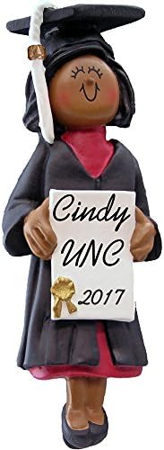 Graduate Class of 2024 Female African American Personalized Christmas Ornament - Handpainted Resin - 4.5" Tall - Free Customization by Calliope Designs