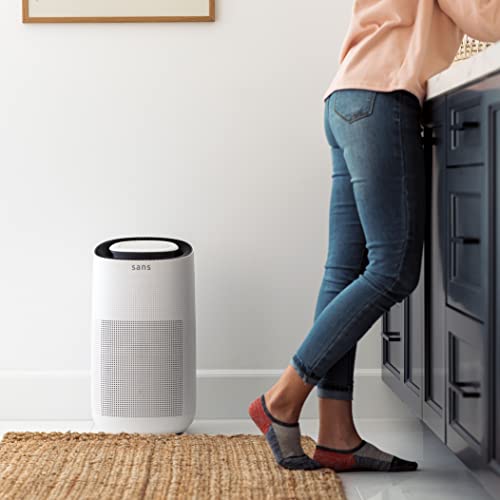 Sans HEPA 13 Air Purifier - White - 1560ft² Ultra-Quiet Home Air Purifier, Pre-Filter, Activated Carbon, UV-C Light, Protect from Odors, Smoke, Pollutants, Allergens, Dust, Dander, Harmful Chemicals