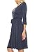 KLKD Women's Solid 3/4 Sleeve Knee Length Wrap Dress Made In USA