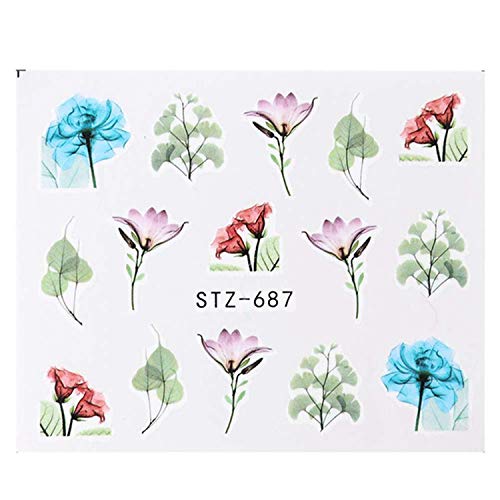 Joyibay Nagelsticker, 24 Blatt Nail Art Stickers Blumen Nagelsticker Wassertransfer Nagel Aufkleber Nägel Aufkleber Elegant Set für Party, Weihnachten, Neujahrsdekoration etc