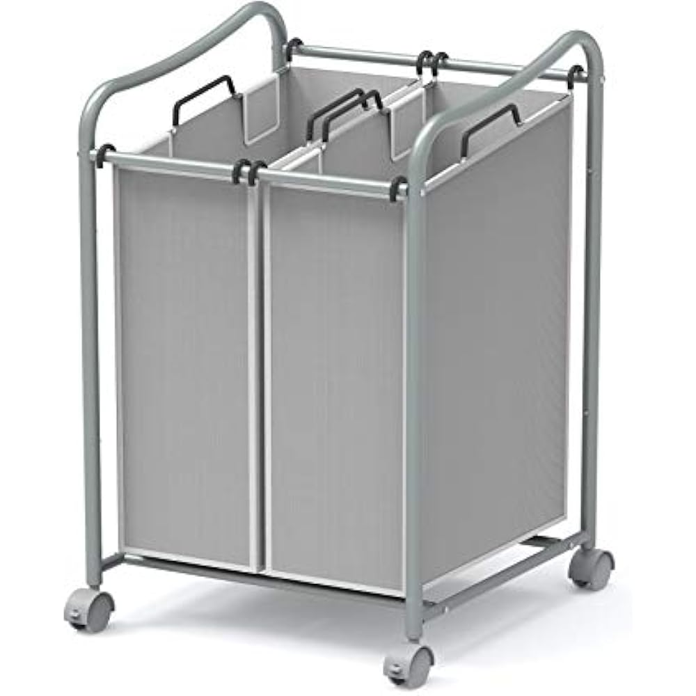 2Bag Heavy Duty Rolling Laundry Sorter Cart, Silver Home & Kitchen eBay