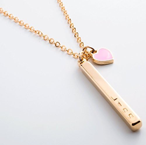 Name Necklace Customized Your Name Bar with Pink Heart Necklace/ 16k Gold Plated/Wedding Christmas Birthday Dainty gifts