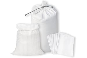DOKDIN 20 Packs Heavy Duty Sandbags Woven Polypropylene Bags 21.6" x 33.4" Sand bags flood protection Sandbags for flooding White Empty Feed and Grain bags