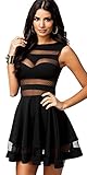 Babyonline® Women's Mesh See Through Sheer Skater Evening Cocktai Party Mini Dress