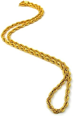 14k Solid Yellow Gold 1.5 mm Rope Twist Link Chain Necklace 22" Inches