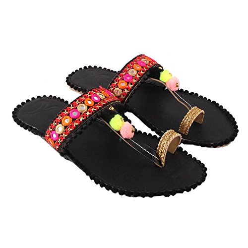 great art women girl's party office ethnic black kolhapuri chappal sandals