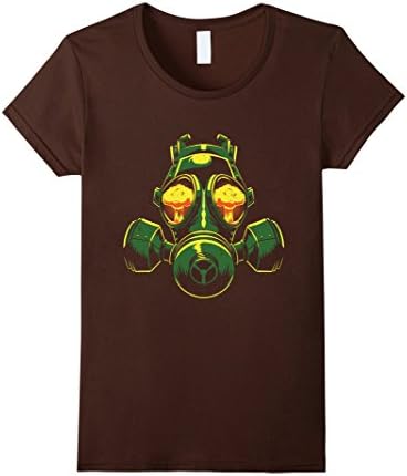 Womens Radioactive Mask Funny Pun Joke Sarcasm Cute Art T-Shirt Small Brown
