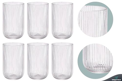 Jogo com 6 Copos Conjunto de Peças de Vidro Transparente, Linha 450ml para Suco e Água