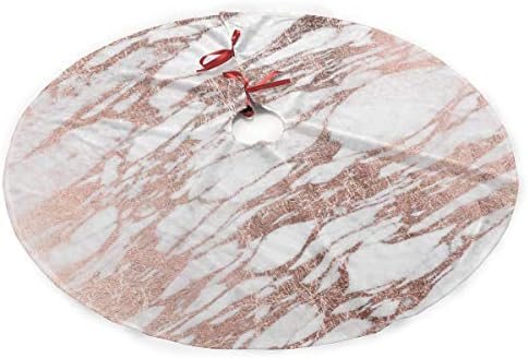 Chic Elegant Noble Rose Gold Marble Traditional Christmas Tree Skirt Santa & Reindeer Tree Ornaments Tree Skirt for Christmas Decoration