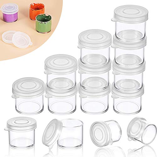 KASTWAVE 50 Pieces Of Plastic Mini Container With Lid, Small Paint Cup, Plastic Mini Paint Container Diy Craft Storage Container, Used For Pigment Beads Seed Clay