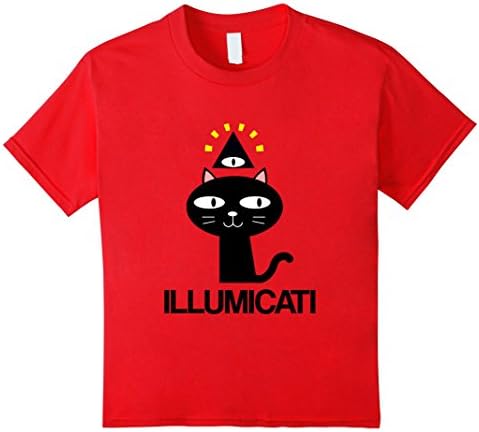 Kids Illumicati Mystical All Seeing Cat Eye Humor T-Shirt 8 Red