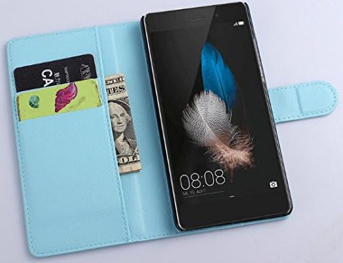 huawei P8lite Leather Case, [Kickstand Feature] [Perfect Fit] huawei P8lite Wallet Case, Luxury Wallet PU Leather Case Flip Cover Built-in Card Slots (huawei P8lite Case-Wallet-Blue)