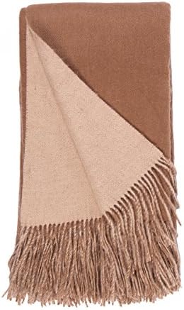 Alashan Cashmere Home Collection 95% Wool / 5% Cashmere Double Faced Woven Throw - Camel &amp; Apricot/837