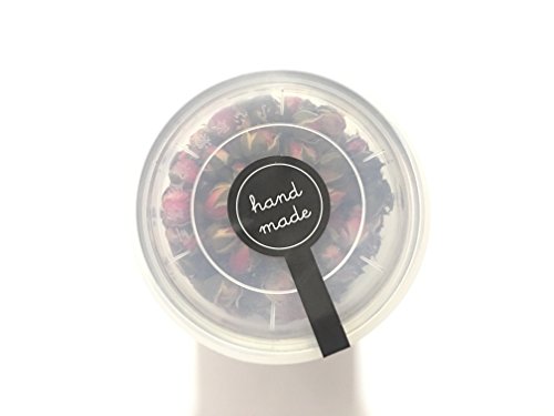 Timemorry Hand Made Stickers Adhesive Labels, Good for Handmade Cookie Bakery Candy Biscuits Dessert Bags (Black-Long-100)