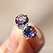 Bamos Sterling Silver Rainbow Quartz Stud Earrings Tourmaline Earrings Colorful Engagement Stud Earring for Women Teen Girls