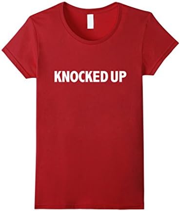 Women's Funny Knocked Up T-Shirt Pregnant Maternity Preggers Mom Mum Medium Cranberry