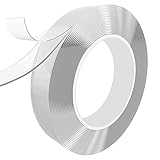 Washable Adhesive Tape，Traceless Nano Adhesive Tape Removable and Reusable Clear Double Sided Anti Slip Tape，Transparent Sticky Gel Griptape for Glass Metal Kitchen Cabinets Wall (1M/3.28FT)