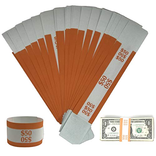 Money Bands Currency Sleeves Straps – Made in USA (Pack of 330 for $50) Self-Adhesive Money Wrappers for Bills Color Coded Wraps Meets ABA Standards, 7.5 x 1.25 inches – Counter Recyclable Kraft Paper