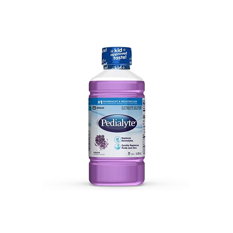 Pedialyte Electrolyte Solution, Grape, Hydration Drink, 8 bottles, 1 liter each