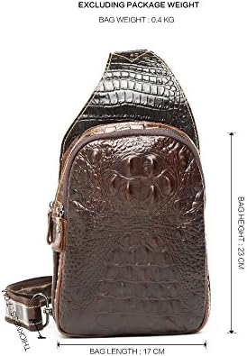 NEW Men Coffee Brown Crocodile Embossed Leather Travel Hiking Waist Belt Sling Shoulder Satchel
