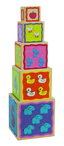 Eichhorn 100002085 - Steckwürfel-Steckturm - 10 teilig - 5 Würfel zum Stapeln - mit 5 Steckteilen - 47cm – Bild 5