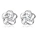 Binmer(TM)New Fashion 925 Sterling Silver Rose Flower Shaped Austrian Crystal Stud Earrings for Women Ladies Gift (White)