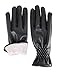 Women Winter Leather Warm Gloves Cashmere Lining Thick Windproof Outdoor Hand Mittens Touch Screen