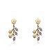Little Miss Twin Stars 14k Gold-Plated Earrings with Gold Post and Dangling Lavender Cat-Eye Beads