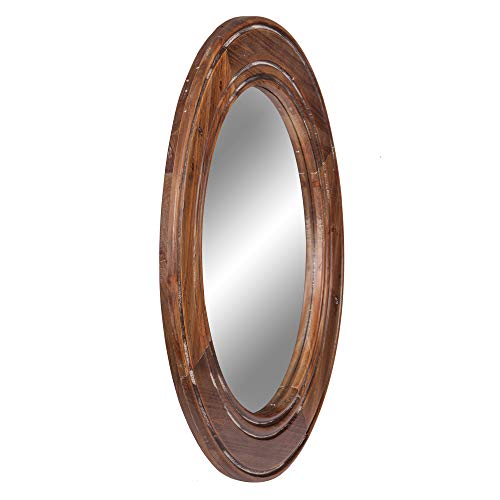 Patton Wall Decor Reclaimed Wood Large Round Wall Accent Mirror