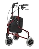 Days 240L Lightweight Aluminium Folding Three Wheel Tri Walker with Locakble Brakes and Carry Bag - Ruby Red by Days