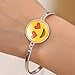 Girls Red Love Heart Eye Emoji Glass Pendant Wrist Bangle Adjustable Chain Clasp Bracelet