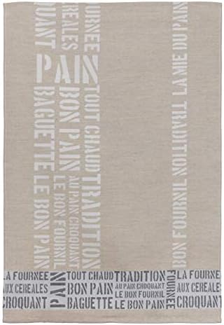 COUCKE French Cotton and Linen Towel, Le Fournil (Bakery) De Mon Enfance, 20-Inches by 30-Inches, Gray